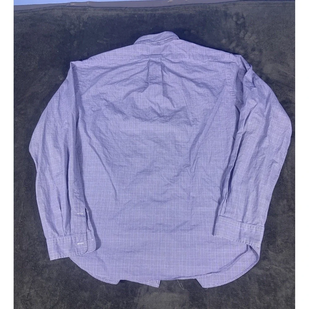 Vtg Polo Ralph Lauren Shirt Mens 17 XL Button Down Plaid Cotton Blue Pony Office